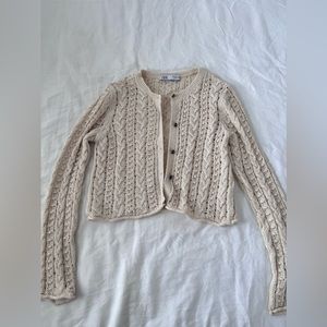 ZARA BEIGE CROCHET KNIT CARDIGAN SIZE S